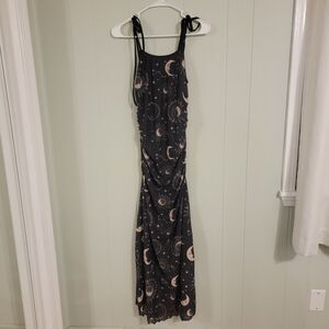 Romwe Womens Midi Dress Size Medium Celestial Whimsigoth Witchy Ruched Tank Moon